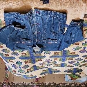 Denim Jacket EMBROIDERED AZTEC Designs..from Speigel Large